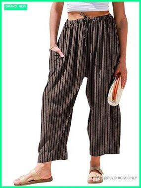 Wide Leg Linen Pants Casual Loose Baggy Drawstring Palazzo Harem Pants with